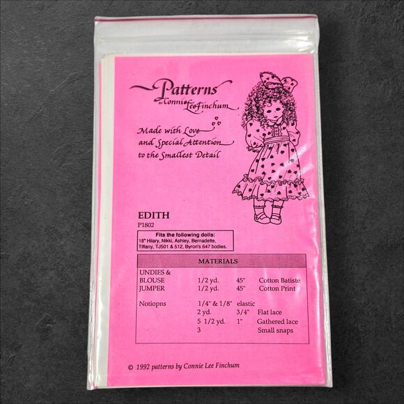 Lot 5 Connie Lee Finchum Doll Clothes Patterns UNCUT 16"–24" Kellie & Emilia 90s - Picture 7 of 11